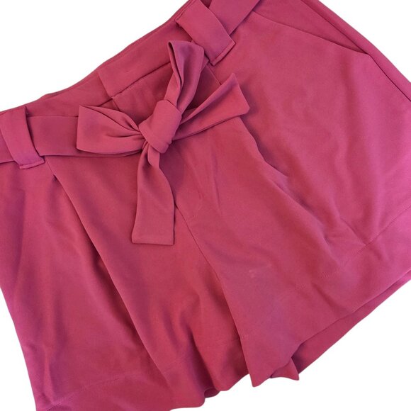 Curations Shorts Womens Large Pink Paperbag Waist Belted Pleated Pockets New - Picture 5 of 16